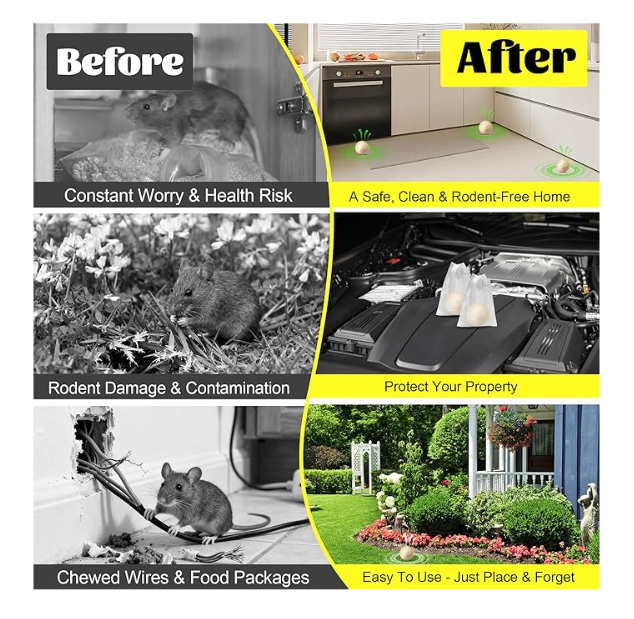 Rodent & Mice Repellent Balls for Longer Lasting Scent- Pack of 10