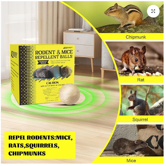 Rodent & Mice Repellent Balls for Longer Lasting Scent- Pack of 10